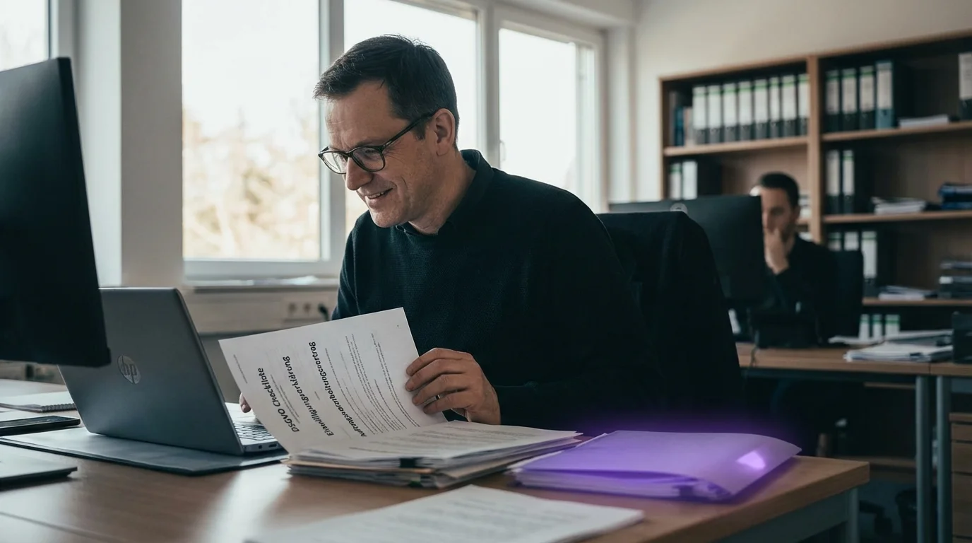 Digitales Schloss mit EU-Sternen und violettem Datenschutz-Schild in einem dunklen Serverraum