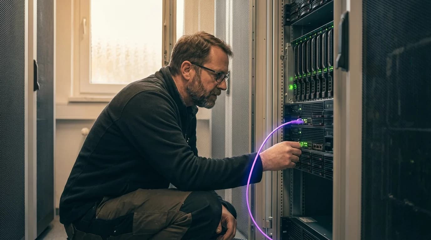 NVIDIA-Grafikkarte mit violett leuchtenden Kühlrippen und sichtbaren Rechenkernen in Nahaufnahme