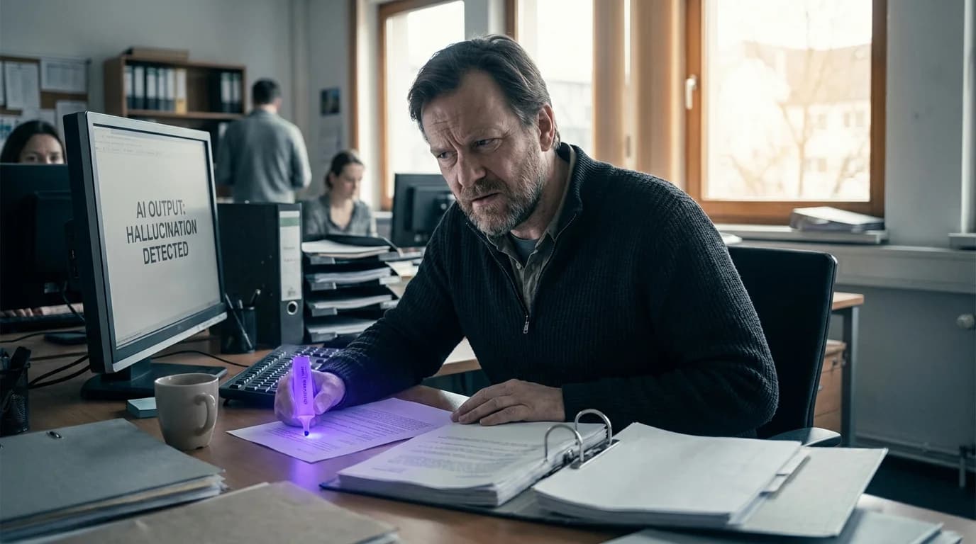 Surrealer Korridor mit verzerrter Realität und violetter Beleuchtung