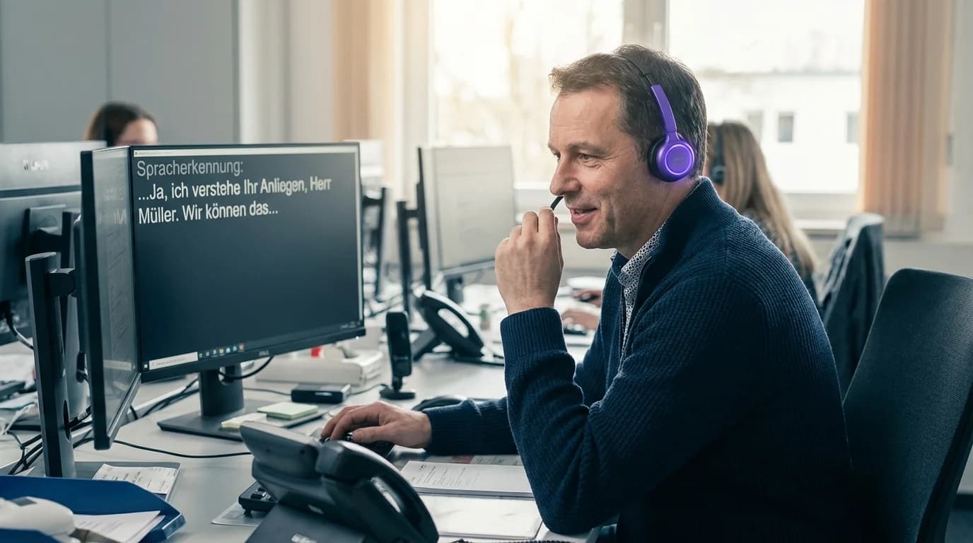 Schallwellen die in violett leuchtende Textzeilen umgewandelt werden vor dunklem Hintergrund