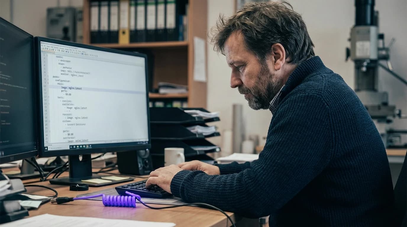 Übersichtliche Konfigurationsdatei mit violett hervorgehobener Syntax auf einem dunklen Terminal