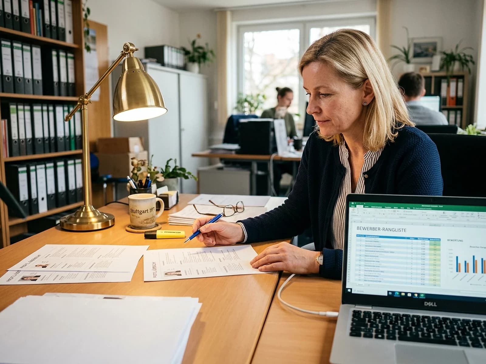 Verzerrte Waage mit violetter Beleuchtung in einem dunklen Gerichtssaal als Symbol für KI-Bias
