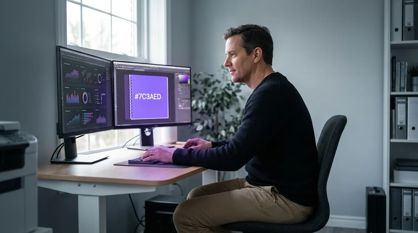 KI-Agenten ersetzen Agenturen: Autonomer Workflow steuert Marketing-Dashboards in violettem Licht