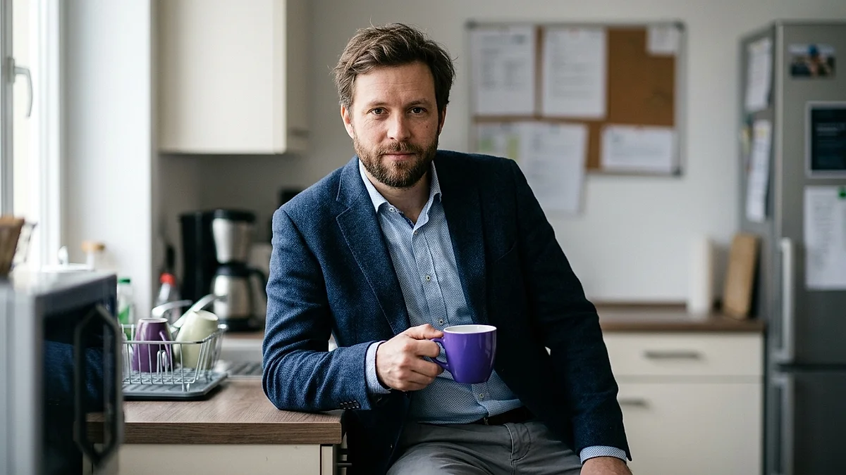 Office-Manager in der Teeküche eines kleinen Unternehmens