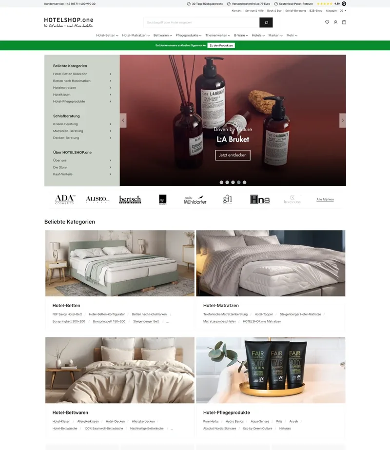 Ansicht aus dem Onlineshop von Hotelshop.one