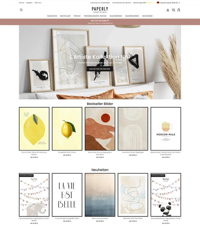 Ansicht aus dem Onlineshop von PAPERLY