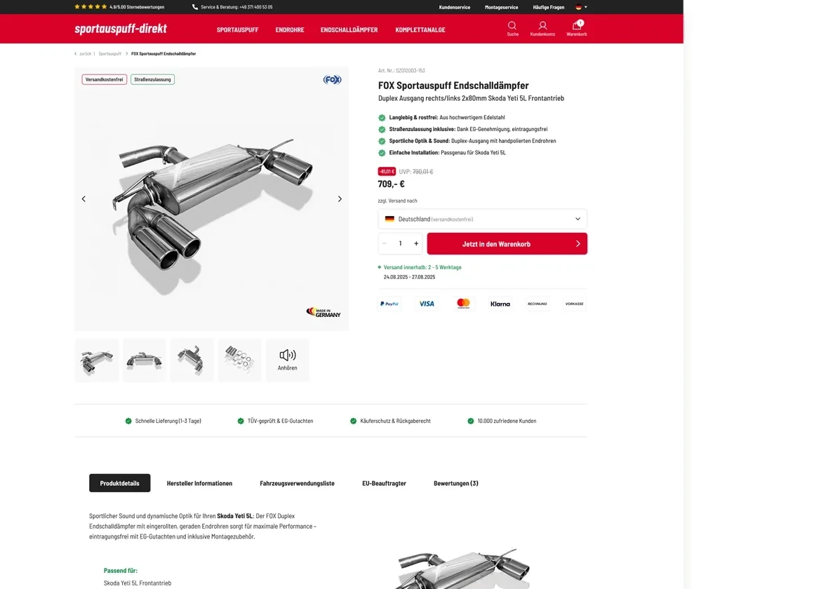 Ansicht 2 aus dem Onlineshop von Sportauspuff-Direkt
