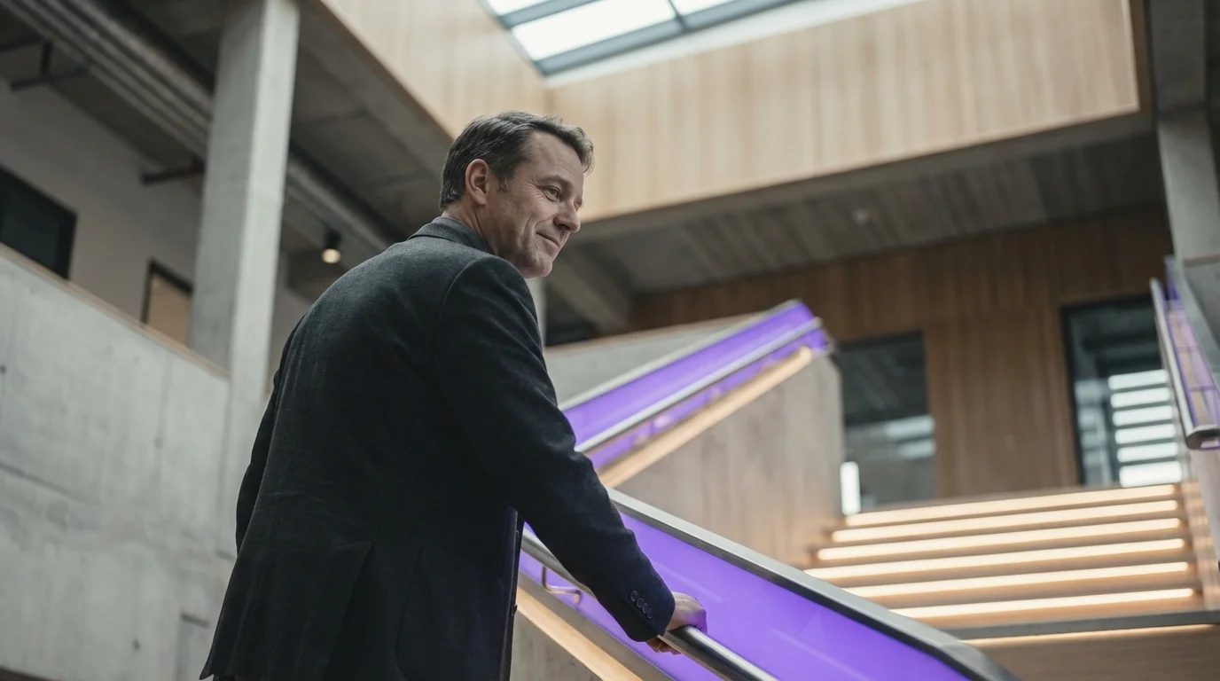 Leuchtende Stufen als Symbol für den schrittweisen KI-Einstieg im Mittelstand