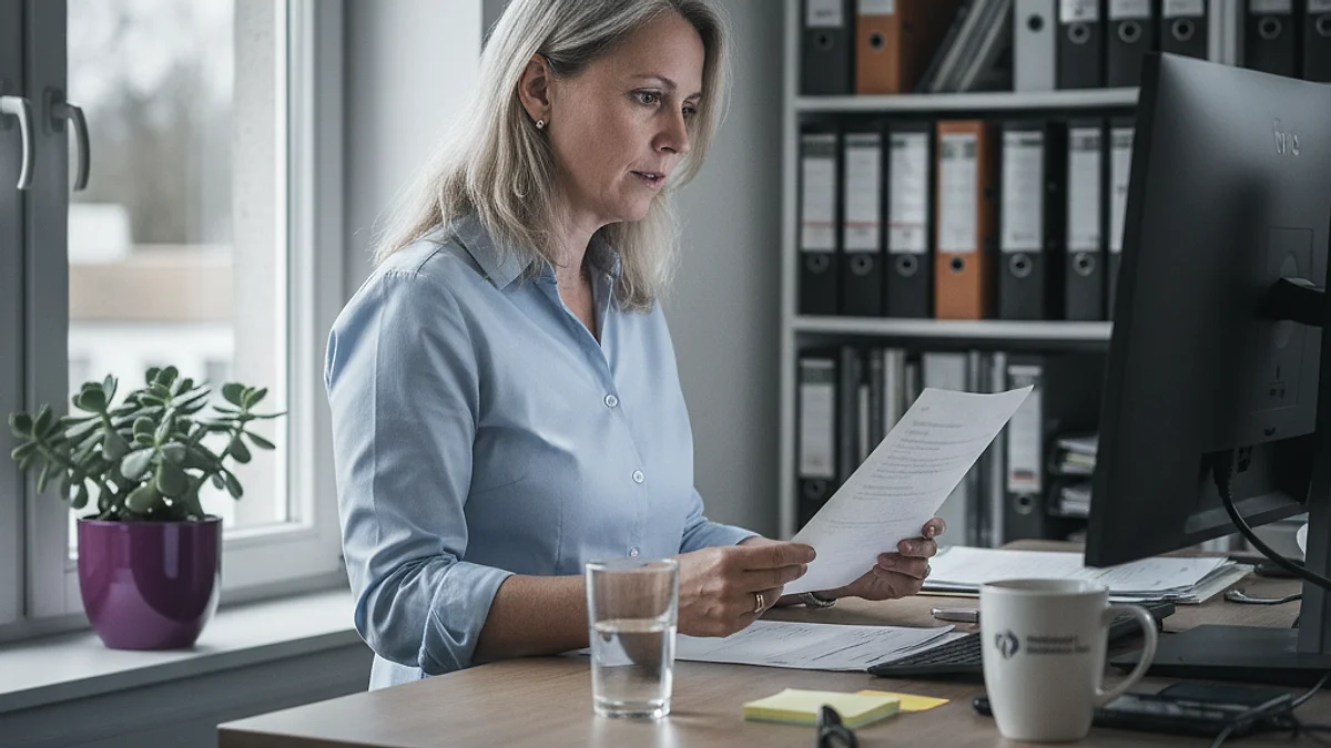 Geschäftsführerin analysiert KI-Kosten und Dokumente am Arbeitsplatz